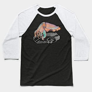 Cuttlefish Doodle-dark background Baseball T-Shirt